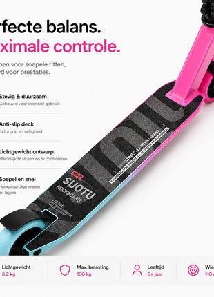 Suotu Stuntstep Roze/Blauw/Zwart