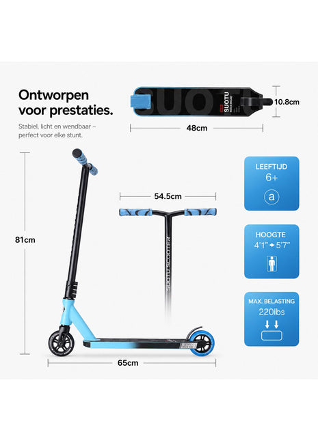 Suotu Stuntstep Zwart/Blauw