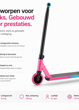 Suotu Stuntstep Roze/Blauw/Zwart