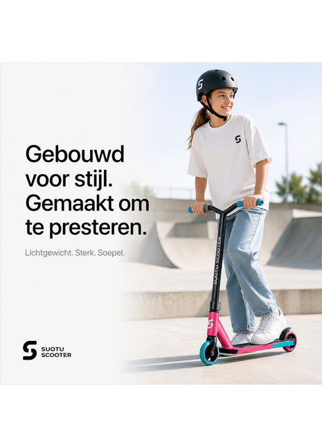 Suotu Stuntstep Roze/Blauw/Zwart