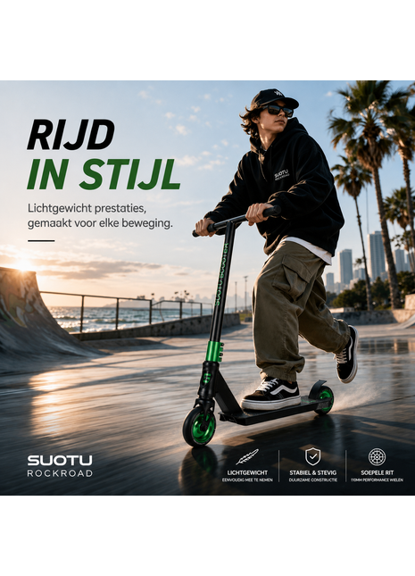 Suotu Stuntstep Zwart/Green