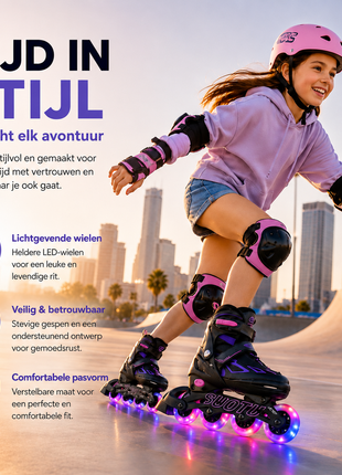 Suotu Kinder Skeelers Roze/Zwart/Paars