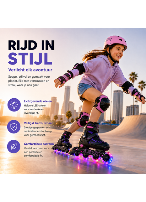 Suotu Kinder Skeelers Roze/Zwart/Paars