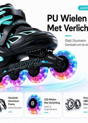 Suotu Kinder Skeelers zwart/groen