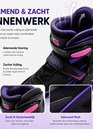 Suotu Kinder Skeelers Roze/Zwart/Paars
