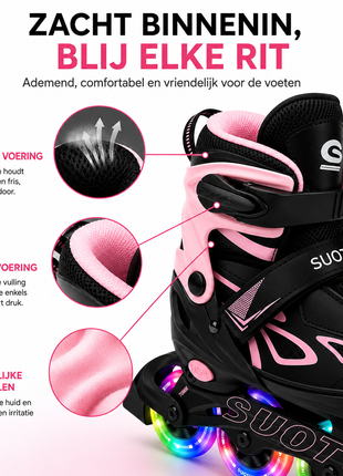 Suotu Kinder Skeelers Roze/Zwart