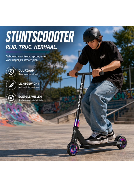 Suotu Stuntstep Zwart/NEO