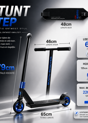 Suotu Stuntstep Zwart/Blauw