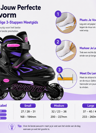 Suotu Kinder Skeelers Roze/Zwart/Paars
