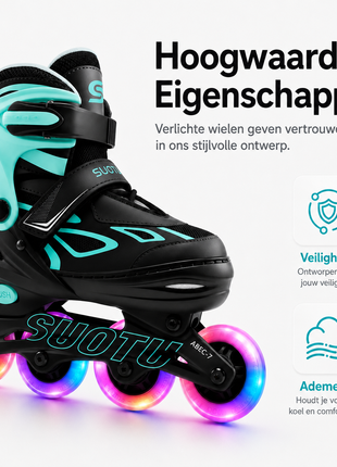 Suotu Kinder Skeelers zwart/groen